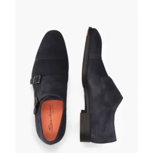 Santoni 14549 Donkerblauw Heren Gespschoenen