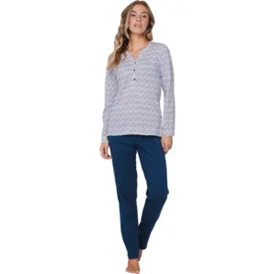 Pastunette dames pyjama: Blauw, 100% katoen ( PAS.133 )