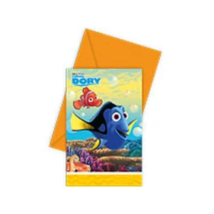 Partyset Dory:  uitnodigingen + borden + servetten + banner + letterslinger +  spel