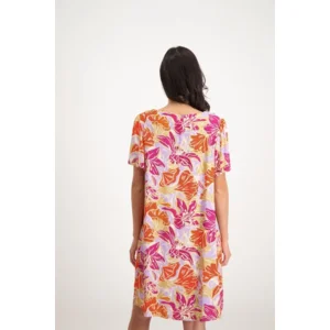 Signe Nature Kleed: Multi Color, Korte mouw, V hals ( Signe.1192 )
