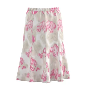 Frank Walder Rok: Elastiek, Beige / roze tinten ( WAL.117 )