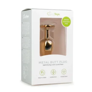 EasyToys Metalen Buttplug Goud Met Heldere Kristal 7 cm