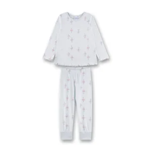 Sanetta Pyjama meisjes: Bloemetjes, licht blauw, 100% katoen ( SAN.158 )