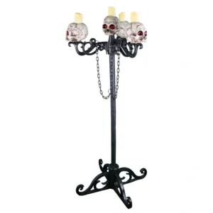 Griezelige Schedel Kandelaar 3-in-1 met Lichtgevende Ogen – Verstelbaar – Halloween Luster of Wanddecoratie