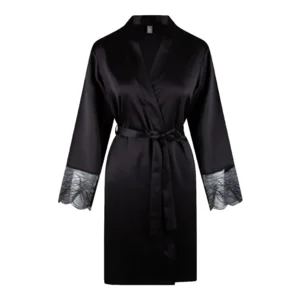 Lingadore Glamour satijnen kimono in zwart