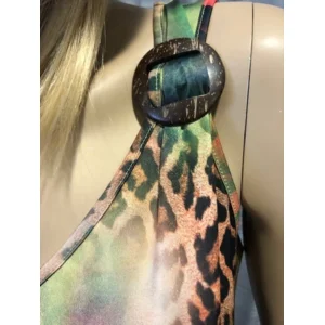 Strandkleedje Mitjans Zomerkleedje zonder mouwen Safari 'Groen-Bruin-Rood'