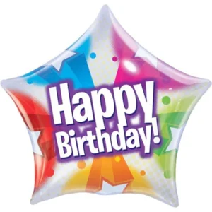Folieballon - Happy Birthday - Stervormig - Bubble - 56cm - Zonder vulling