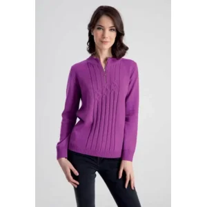 Kris Fashion dames trui: Ajour brei, mauve ( KRI.44 )