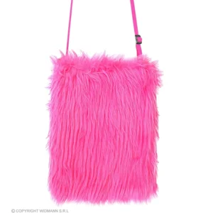 Roze neon pluche tas| Neon verkleed accessoire 80's
