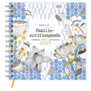 Familie notitieagenda - 2025 - Harde kaft - Onszelf - Memphis Flowers - 19,5x19,5cm