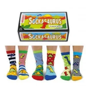 Dinosaurus  Kindersokken Mismatched 6 stuks in een Cadeaudoos  27-30 Oddsocks