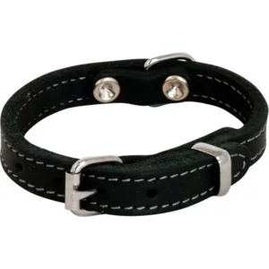 Vetleder halsband zwart 'Jack and Vanilla' 25 mm x 55 cm – halsomvang: 43-49 cm
