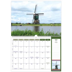 Maand kalender - 2026 - Holland panorama - Molen - 23,5x33,5cm