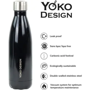 Yoko Design Drinkfles Isolerend Geel Peach 500 ml