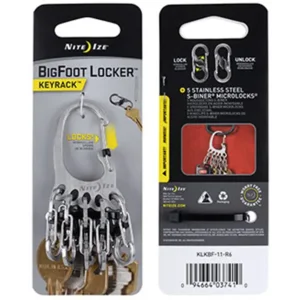 Nite Ize BigFoot KeyRack Locker Staal met Roestvrij Stalen S-Biners KLKBF-11-R6