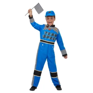 Kostuum - Formule 1 - Blauw - mt.140/152