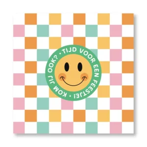 Uitnodigingskaarten - Smiley blokjes - 6st. - VBE.2013