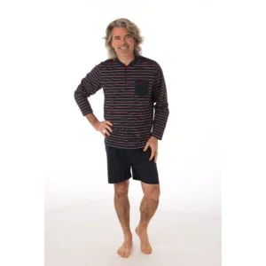 Perlina Heren pyjama: Antoon, Lange mouw, Korte broek en lange broek, Donker Blauw ( LINA.77 )