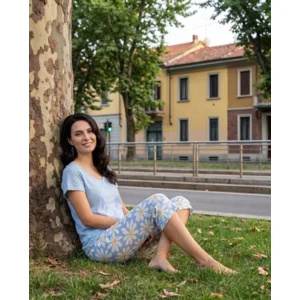 Dames pyjama: Blauw, Kuitbroek ( EGA.533 )