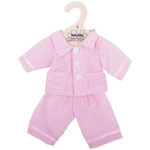 Poppenkleren - Pyjama - Roze / wit - Gestreept - 35cm