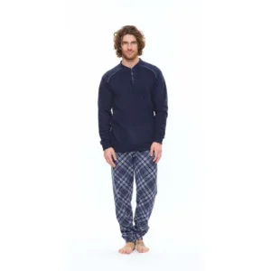 Gary Heren pyjama: Blauw, punto milano ( zeer warm ) ( GARY.84 )