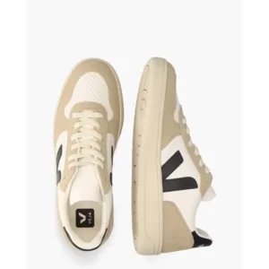 Veja V-10 Chromefree Leather Wit/Zwart/Bruin Herensneakers