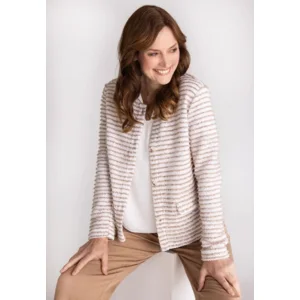 Frank Walder Blazer: Camel / wit, Met knopen ( WAL.114 )