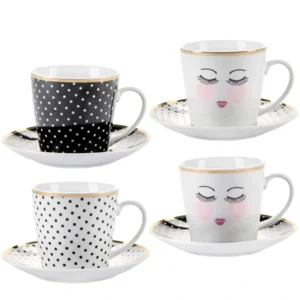 Set Koffietassen - Eyes Closed & Dots