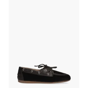 Posa Boat Loafer Velvet Donkerbruin Dames Veterschoenen