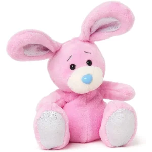 Knuffel - Konijn roze - Met blauwe neus - 11cm