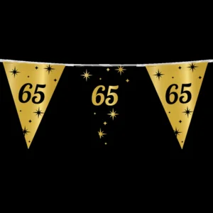 Vlaggenlijn - 65 jaar - Goud, zwart - 10m