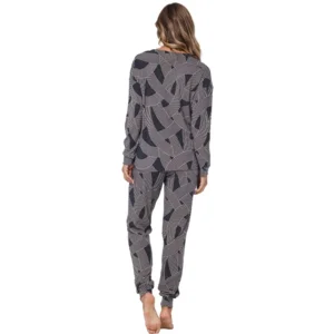 Pastunette Dames pyjama: Zwart / beige, zeer zacht ( PAS.125 )