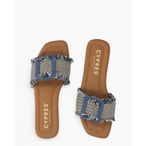 Cypres Tiny Jeansblauw/Zwart/Wit Damesslippers
