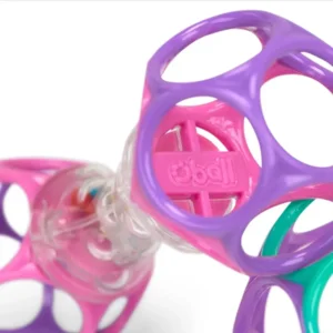 Grijpspeeltjes set - Oball - Babybal & rammelaar - Roze/paars