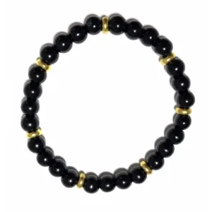 Black with gold rings beads armband