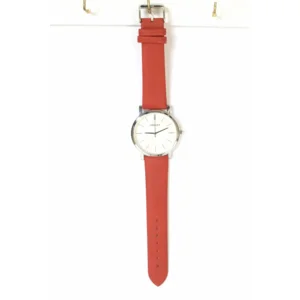 Horloge groot zilver/rood