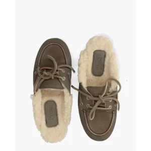 Posa Boat Loafer Mule Fur - Brushed Grijs Damesslippers