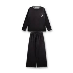 Sanetta Pyjama Jongens: Smile, Antracite, Velours stof ( SAN.163 )