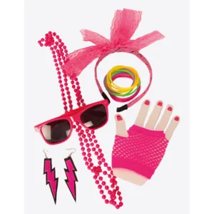 Neon Roze Accessoireset voor Dames – Bril, Diadeem, Oorbellen, Ketting & Handschoenen – Festival - Copy