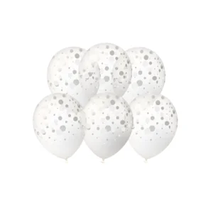 Ballonnen - Zilveren confetti opdruk - 30cm - 6st.