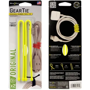 Nite Ize Gear Tie 12" Fluo Geel 2 Stuks Herbruikbare kabelbinder GT12-2PK-33