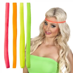 Set 4 elastische fluo haarband - Neon elastieken haarbanden