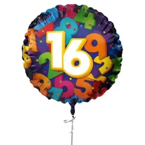 Folieballon - 16 jaar - Cijfers - 45cm - zonder vulling