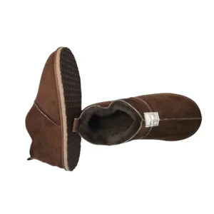 Heren pantoffels met schapenwol - bruin - laag model - maat 39 tot 46 43-44