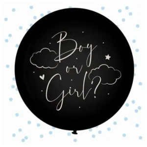 Ballon - Gender reveal - Boy or girl? - Blauwe confetti - 61cm.