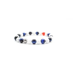 White, Blue, Red Football Bracelet 8mm