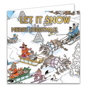 Kaarten - Kerst - Jan van Haasteren - Sneeuw ruimen & sleeën - 10st.