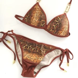 Ocean Couture  Sahara Boa Deluxe triangelbikini in koperbruin