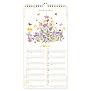 Maand notitiekalender - 2026 - Janneke Brinkman - Zomerbloemen - 18x34,5cm