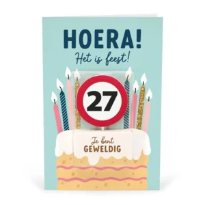 Kaart - Taartkaarsje - 27 jaar
